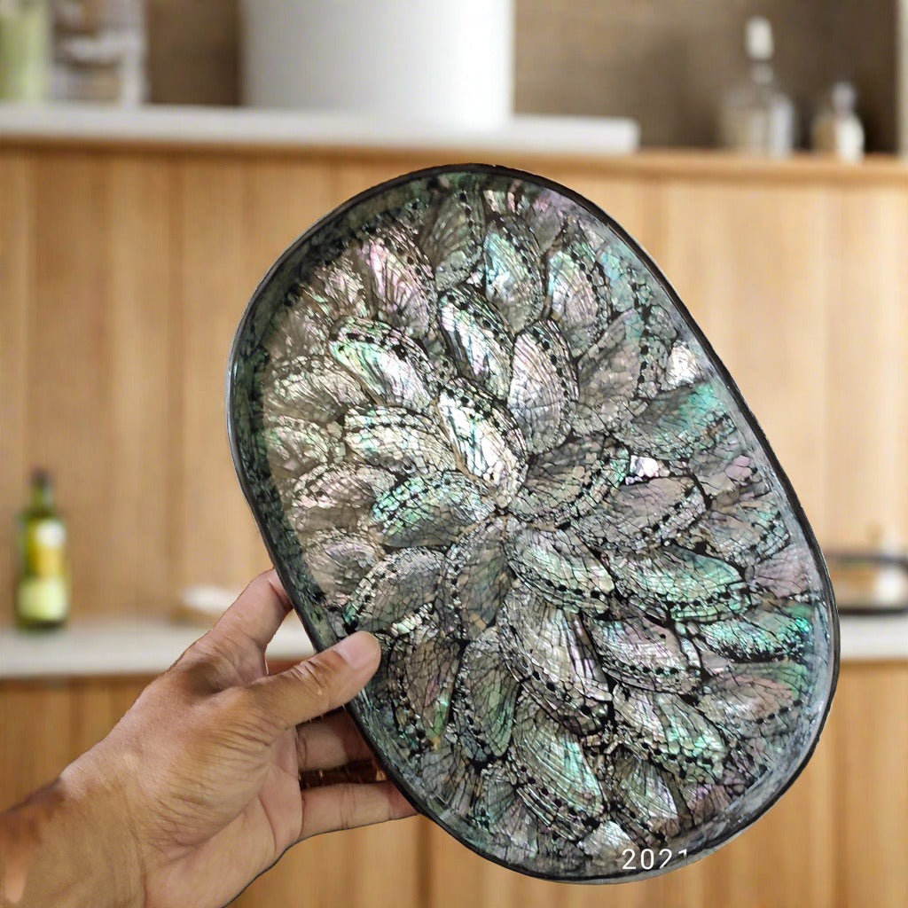 Elevate Your Kitchen Elegance with Handcrafted Abalone Shell Tray - Transform Your Space with a Touch of Oceanic Charm