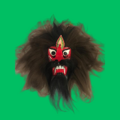 Traditional Bujang Ganong Mask – Stunning Wooden Wall Decor from Indonesia