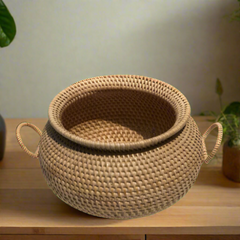 Rattan Crafted Urn - Sustainable Style for Your Home