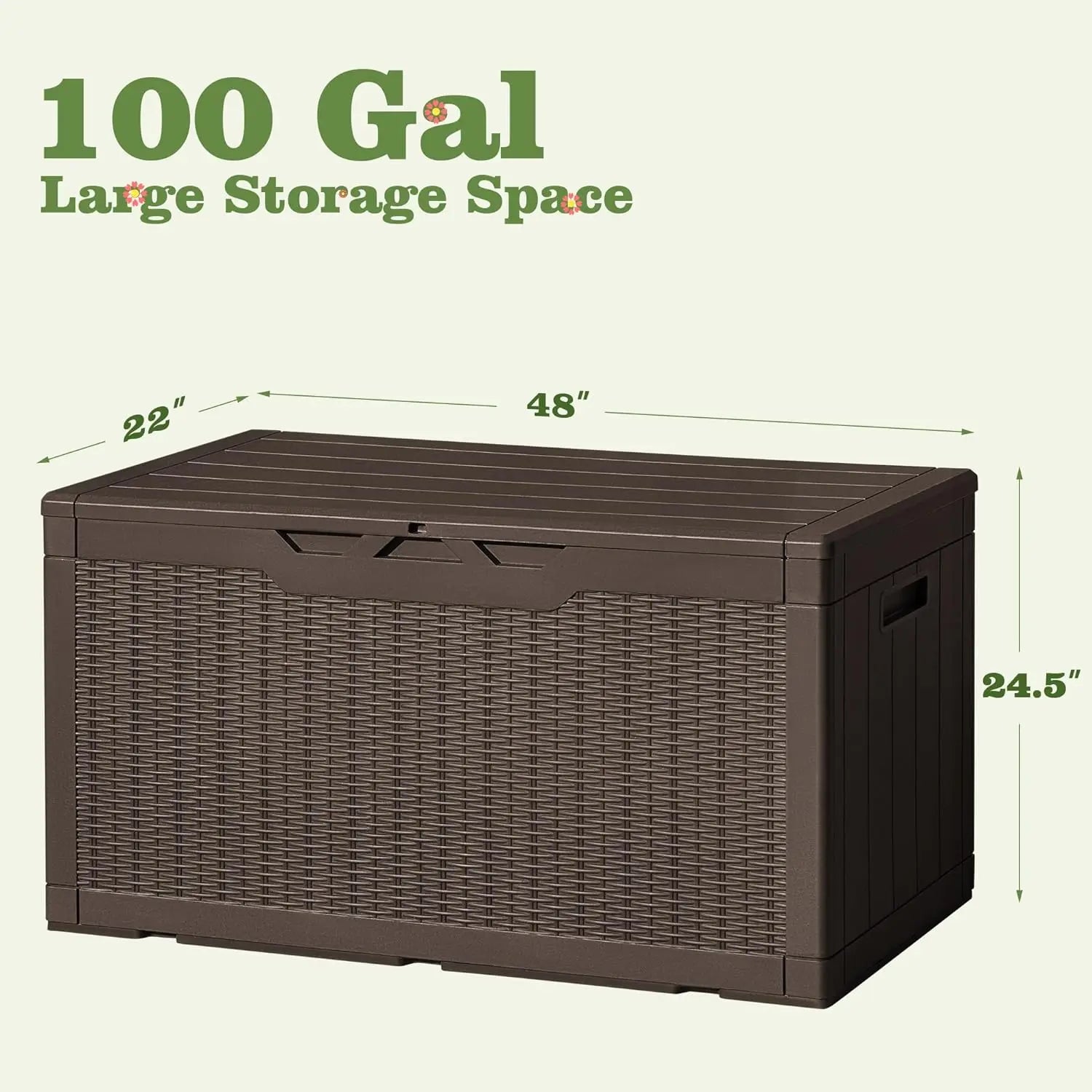100 Gallon Lockable Storage Bench - Durable, Waterproof & Multi-functional - Perfect for Every Gardener