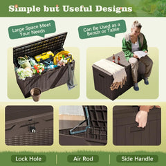 100 Gallon Lockable Storage Bench - Durable, Waterproof & Multi-functional - Perfect for Every Gardener